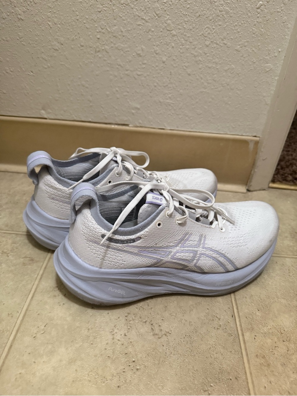 ASICS Women's White Athletic Running Shoes with Subtle lavendar Accents